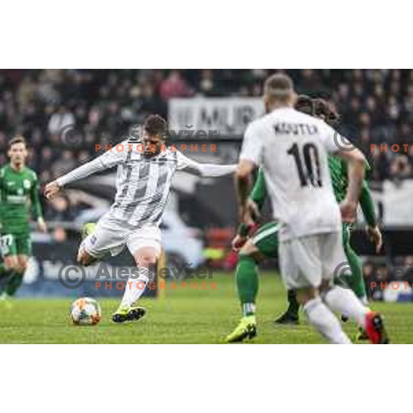 in action during soccer match between Mura and Olimpija, Round 26 of PLTS 2018/19, played in Fazanerija, Murska Sobota, Slovenia on April 11, 2019