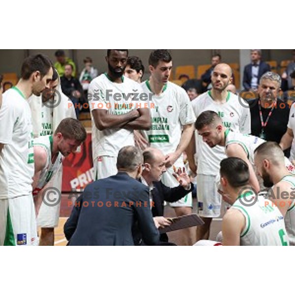 Jure Zdovc in action during Nova KBM League basketball match between Petrol Olimpija and Sixt Primorska in Tivoli Hall, Ljubljana on April 11, 2019