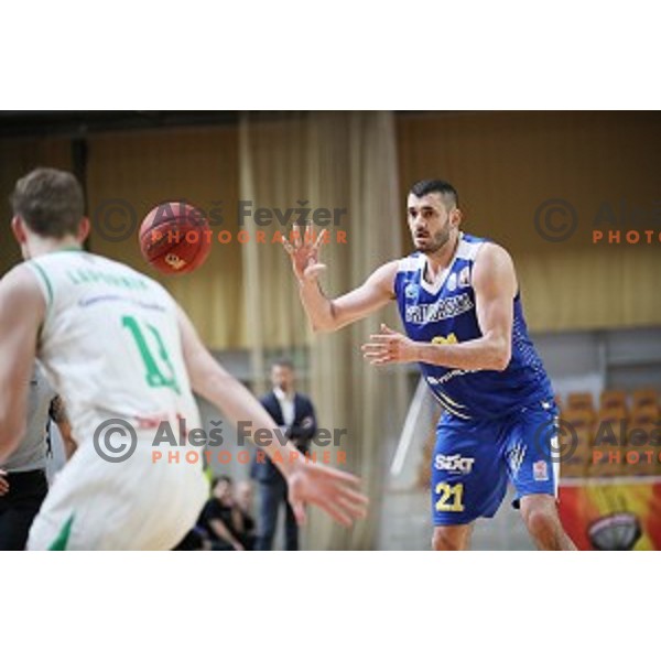 Marko Jagodic Kuridza in action during Nova KBM League basketball match between Petrol Olimpija and Sixt Primorska in Tivoli Hall, Ljubljana on April 11, 2019