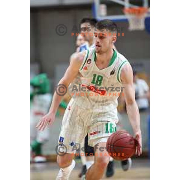 Roko Badzim in action during Nova KBM League basketball match between Petrol Olimpija and Sixt Primorska in Tivoli Hall, Ljubljana on April 11, 2019