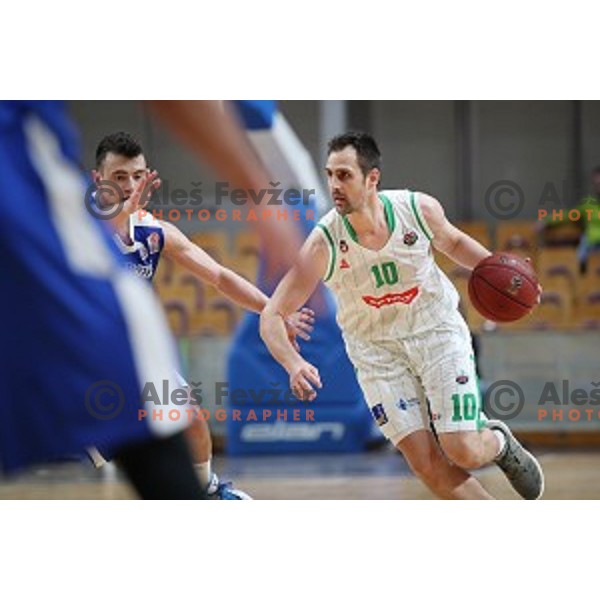 Domen Lorbek in action during Nova KBM League basketball match between Petrol Olimpija and Sixt Primorska in Tivoli Hall, Ljubljana on April 11, 2019