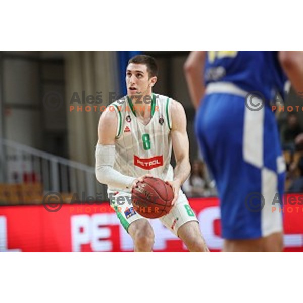 Aleksandar Lazic in action during Nova KBM League basketball match between Petrol Olimpija and Sixt Primorska in Tivoli Hall, Ljubljana on April 11, 2019