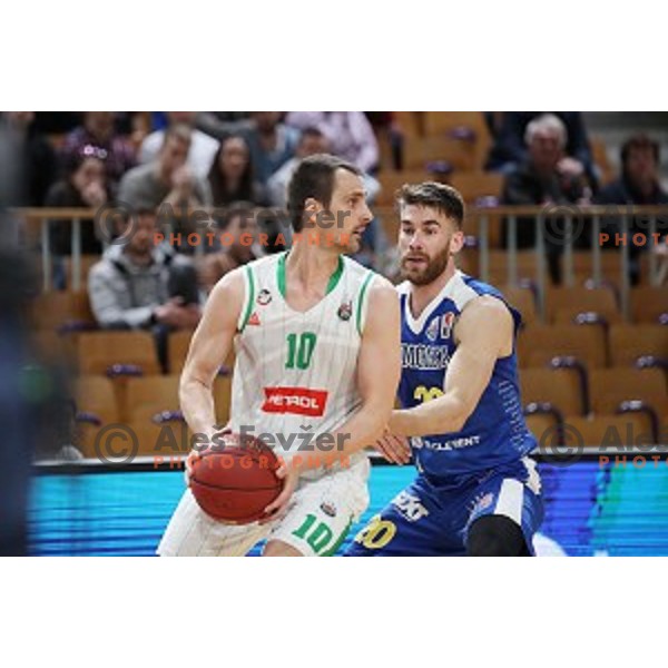 Domen Lorbek in action during Nova KBM League basketball match between Petrol Olimpija and Sixt Primorska in Tivoli Hall, Ljubljana on April 11, 2019