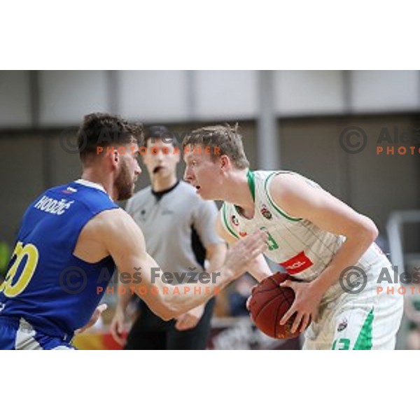 Miha Lapornik in action during Nova KBM League basketball match between Petrol Olimpija and Sixt Primorska in Tivoli Hall, Ljubljana on April 11, 2019