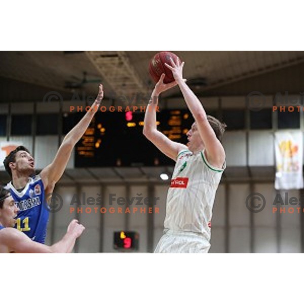 Miha Lapornik in action during Nova KBM League basketball match between Petrol Olimpija and Sixt Primorska in Tivoli Hall, Ljubljana on April 11, 2019