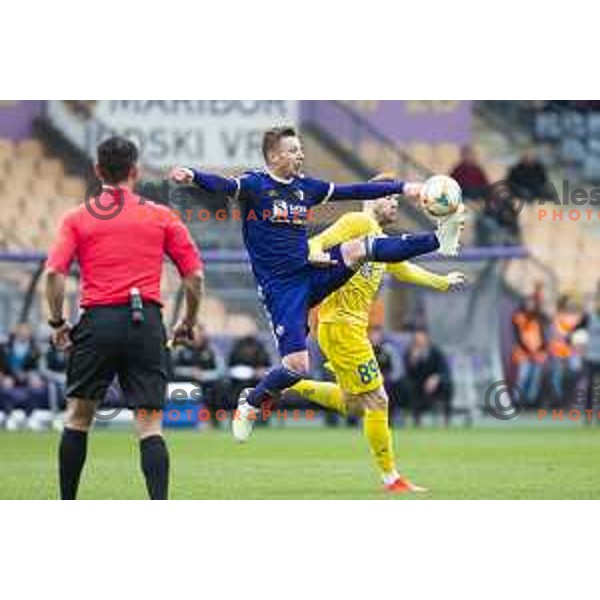 Dare Vrsic in action during soccer match between Maribor and Domzale, Round 27 of PLTS 2018/19, played in Ljudski vrt, Maribor, Slovenia on April 13, 2019
