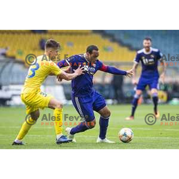 in action during soccer match between Maribor and Domzale, Round 27 of PLTS 2018/19, played in Ljudski vrt, Maribor, Slovenia on April 13, 2019