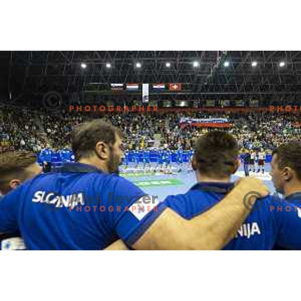 in action during handball match between Slovenia and Netherlands, Men’s EHF EURO 2020, played in Zlatorog Arena, Celje, Slovenia on April 14, 2019