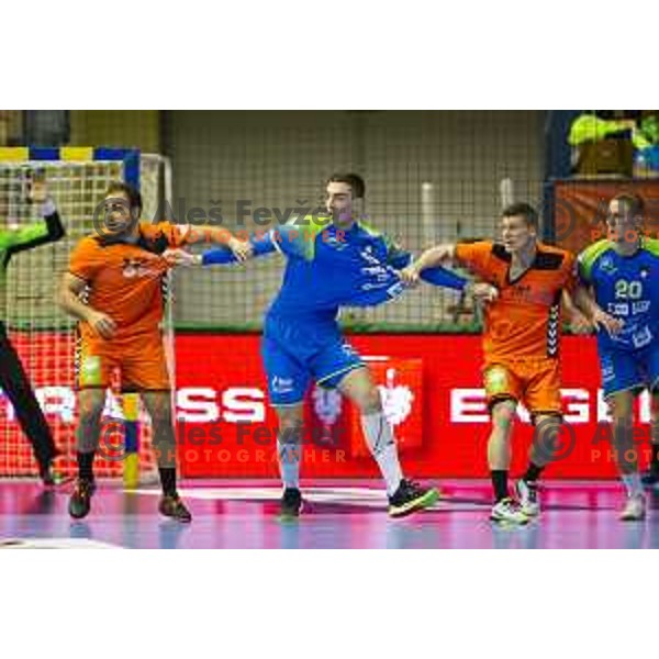 in action during handball match between Slovenia and Netherlands, Men’s EHF EURO 2020, played in Zlatorog Arena, Celje, Slovenia on April 14, 2019