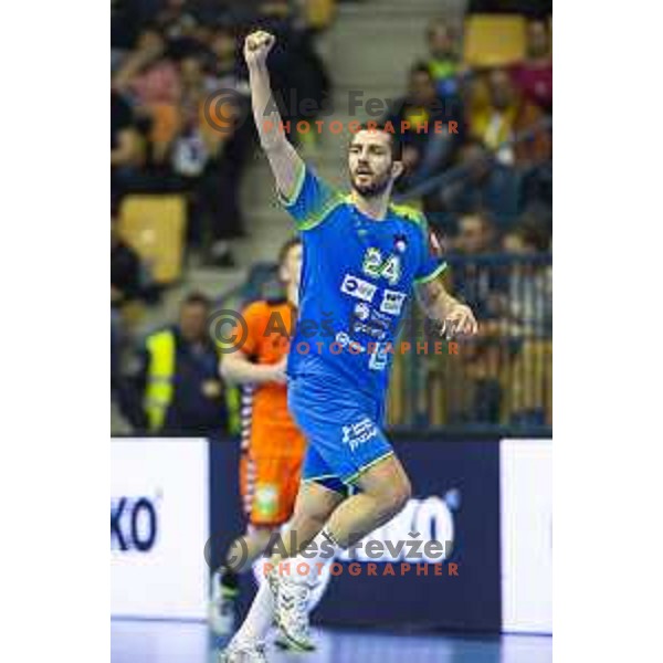 in action during handball match between Slovenia and Netherlands, Men’s EHF EURO 2020, played in Zlatorog Arena, Celje, Slovenia on April 14, 2019