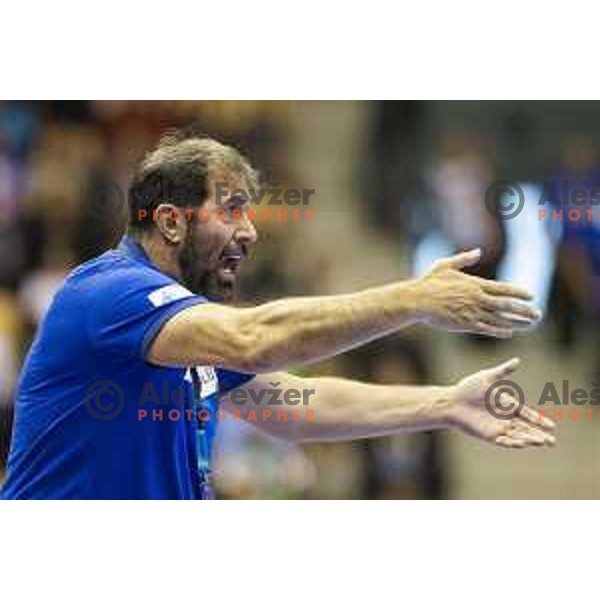 Veselin Vujovic in action during handball match between Slovenia and Netherlands, Men’s EHF EURO 2020, played in Zlatorog Arena, Celje, Slovenia on April 14, 2019