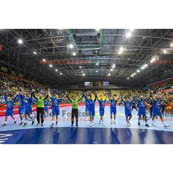 in action during handball match between Slovenia and Netherlands, Men’s EHF EURO 2020, played in Zlatorog Arena, Celje, Slovenia on April 14, 2019