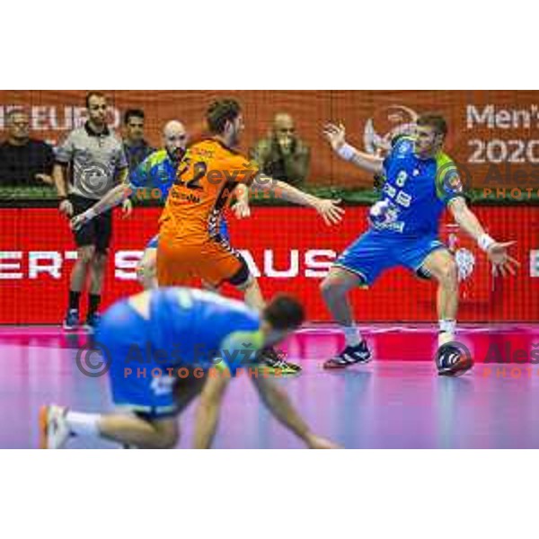 in action during handball match between Slovenia and Netherlands, Men’s EHF EURO 2020, played in Zlatorog Arena, Celje, Slovenia on April 14, 2019