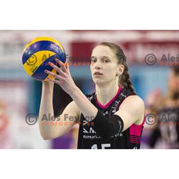 Ela Pintar in action during women volleyball match between Nova KBM Branik and GEN-i Volley, Round 2 of National League finals 2018/19, played in Lukna, Maribor, Slovenia on April 16, 2019