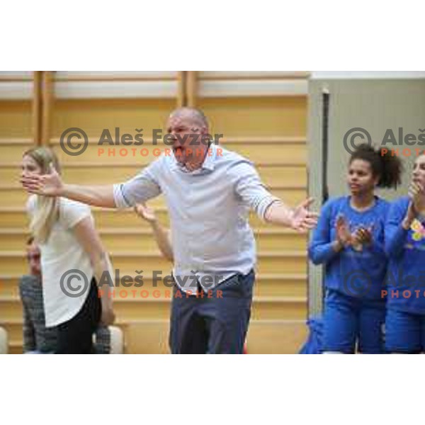 action during first match of the Final of Slovenian Women\'s basketball league between Cinkarna Celje and Triglav Kranj in Celje, Slovenia on April 18, 2019
