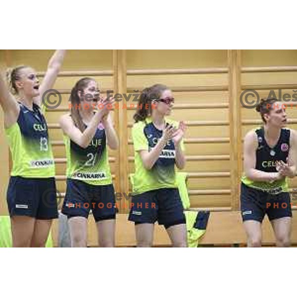 action during first match of the Final of Slovenian Women\'s basketball league between Cinkarna Celje and Triglav Kranj in Celje, Slovenia on April 18, 2019