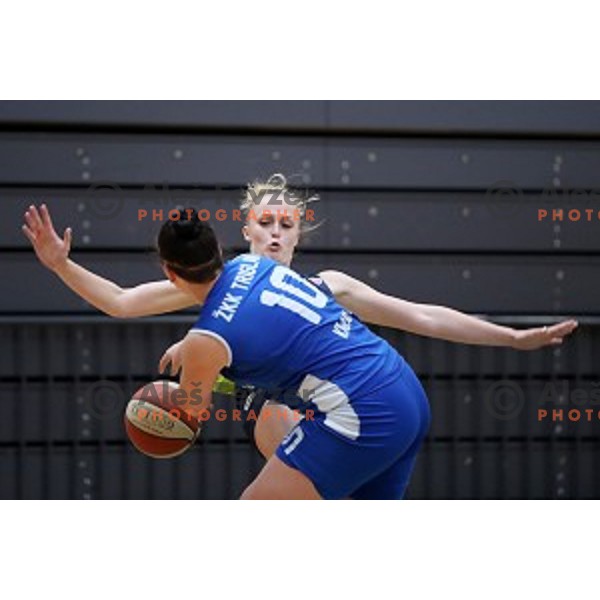 action during first match of the Final of Slovenian Women\'s basketball league between Cinkarna Celje and Triglav Kranj in Celje, Slovenia on April 18, 2019