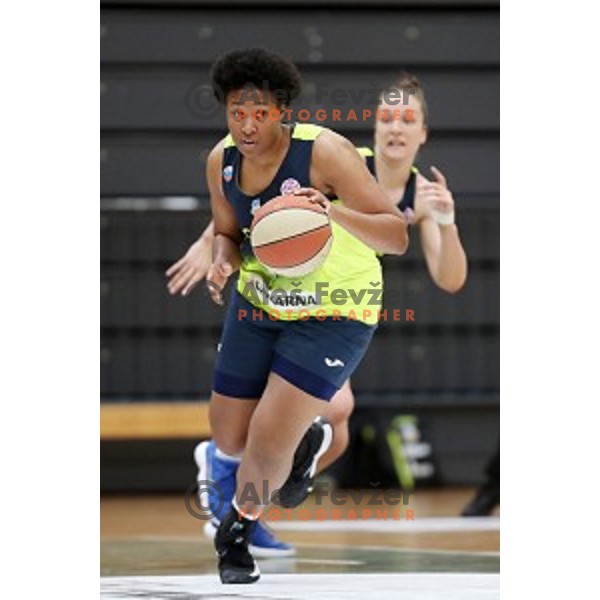 action during first match of the Final of Slovenian Women\'s basketball league between Cinkarna Celje and Triglav Kranj in Celje, Slovenia on April 18, 2019