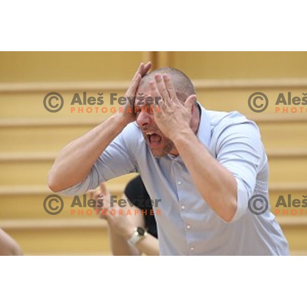 action during first match of the Final of Slovenian Women\'s basketball league between Cinkarna Celje and Triglav Kranj in Celje, Slovenia on April 18, 2019