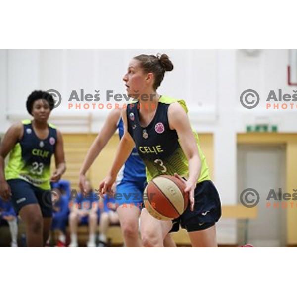 action during first match of the Final of Slovenian Women\'s basketball league between Cinkarna Celje and Triglav Kranj in Celje, Slovenia on April 18, 2019