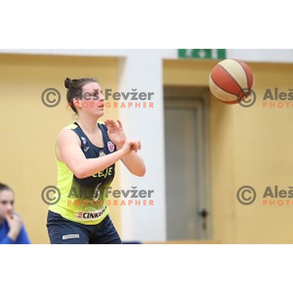 action during first match of the Final of Slovenian Women\'s basketball league between Cinkarna Celje and Triglav Kranj in Celje, Slovenia on April 18, 2019