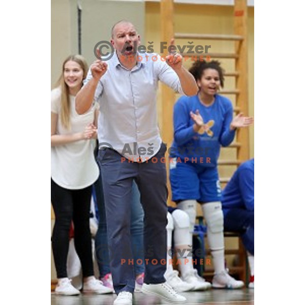 action during first match of the Final of Slovenian Women\'s basketball league between Cinkarna Celje and Triglav Kranj in Celje, Slovenia on April 18, 2019