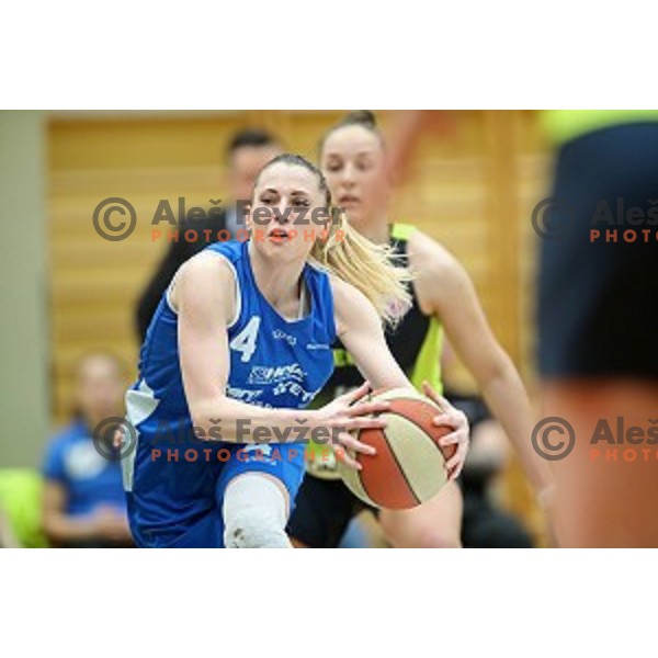 action during first match of the Final of Slovenian Women\'s basketball league between Cinkarna Celje and Triglav Kranj in Celje, Slovenia on April 18, 2019