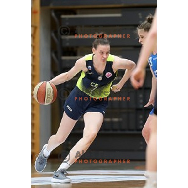 action during first match of the Final of Slovenian Women\'s basketball league between Cinkarna Celje and Triglav Kranj in Celje, Slovenia on April 18, 2019