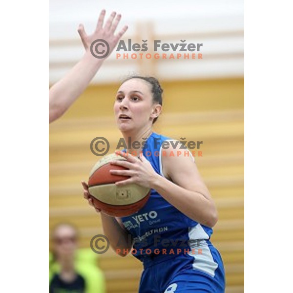 action during first match of the Final of Slovenian Women\'s basketball league between Cinkarna Celje and Triglav Kranj in Celje, Slovenia on April 18, 2019