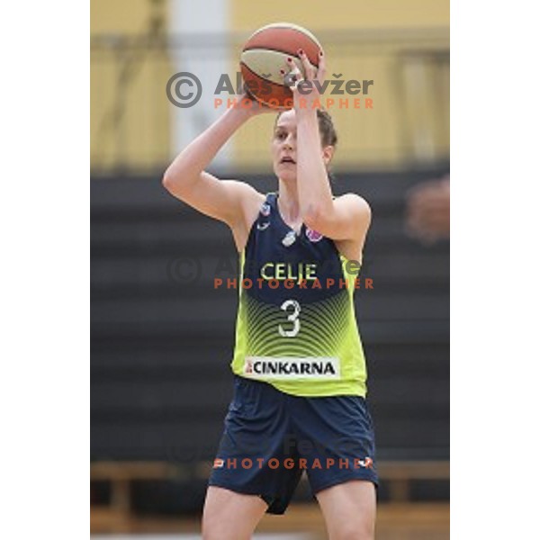 action during first match of the Final of Slovenian Women\'s basketball league between Cinkarna Celje and Triglav Kranj in Celje, Slovenia on April 18, 2019