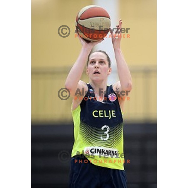 action during first match of the Final of Slovenian Women\'s basketball league between Cinkarna Celje and Triglav Kranj in Celje, Slovenia on April 18, 2019