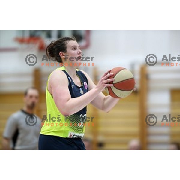 action during first match of the Final of Slovenian Women\'s basketball league between Cinkarna Celje and Triglav Kranj in Celje, Slovenia on April 18, 2019