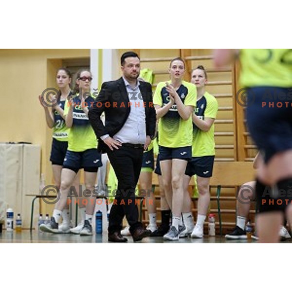 action during first match of the Final of Slovenian Women\'s basketball league between Cinkarna Celje and Triglav Kranj in Celje, Slovenia on April 18, 2019