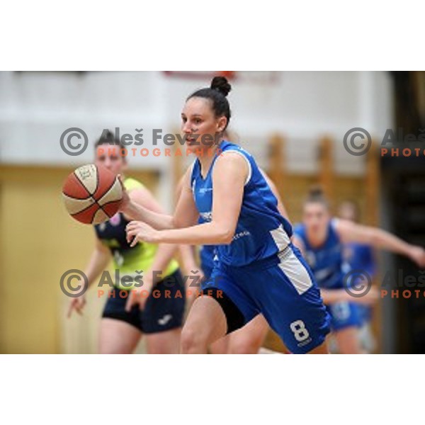 action during first match of the Final of Slovenian Women\'s basketball league between Cinkarna Celje and Triglav Kranj in Celje, Slovenia on April 18, 2019