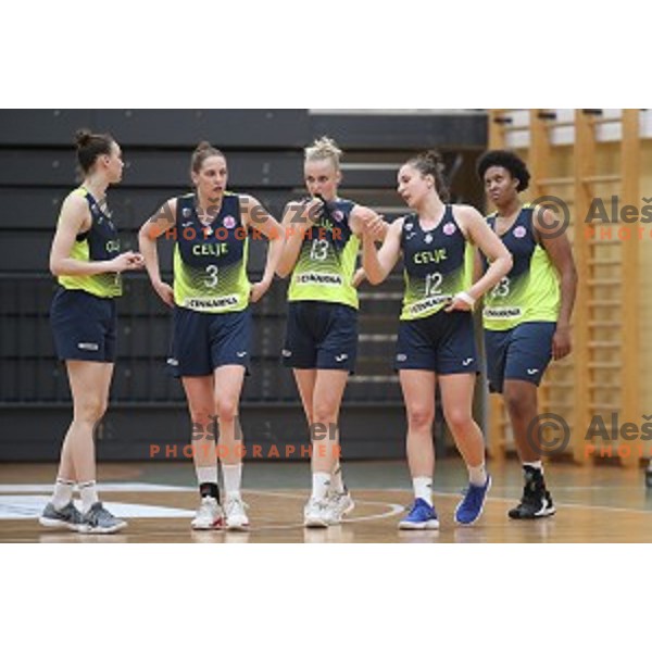 action during first match of the Final of Slovenian Women\'s basketball league between Cinkarna Celje and Triglav Kranj in Celje, Slovenia on April 18, 2019