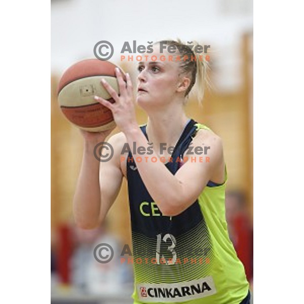 action during first match of the Final of Slovenian Women\'s basketball league between Cinkarna Celje and Triglav Kranj in Celje, Slovenia on April 18, 2019