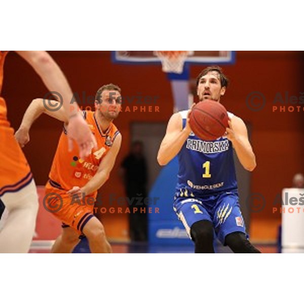  in action during Nova KBM league basketball match between Helios Suns and Sixt Primorska in Domzale Sports Hall, Slovenia on April 20, 2019
