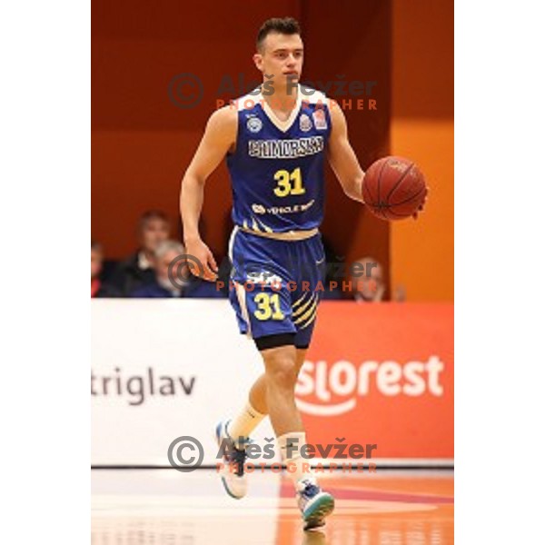 in action during Nova KBM league basketball match between Helios Suns and Sixt Primorska in Domzale Sports Hall, Slovenia on April 20, 2019