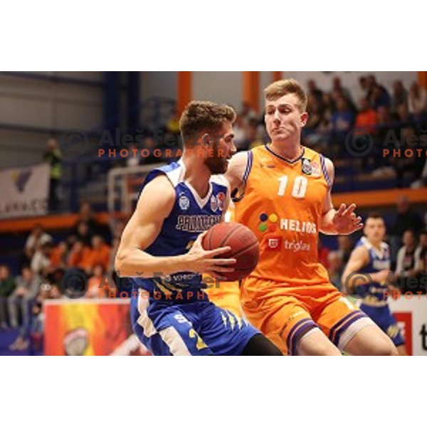 in action during Nova KBM league basketball match between Helios Suns and Sixt Primorska in Domzale Sports Hall, Slovenia on April 20, 2019
