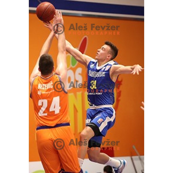 in action during Nova KBM league basketball match between Helios Suns and Sixt Primorska in Domzale Sports Hall, Slovenia on April 20, 2019