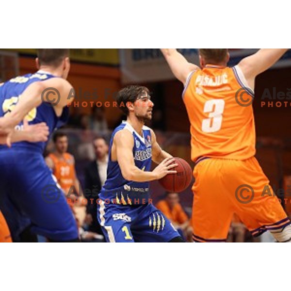 in action during Nova KBM league basketball match between Helios Suns and Sixt Primorska in Domzale Sports Hall, Slovenia on April 20, 2019