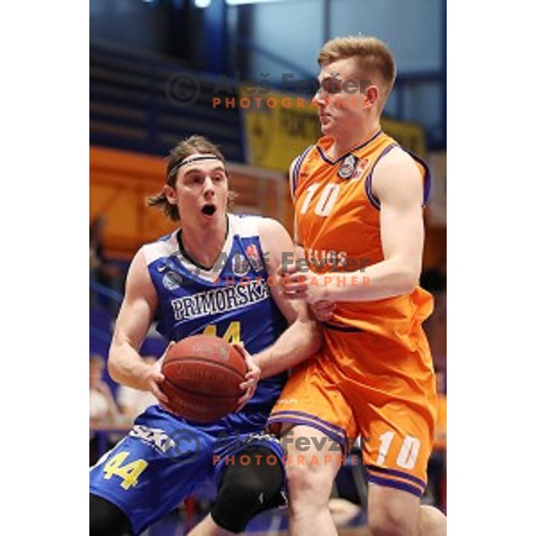 in action during Nova KBM league basketball match between Helios Suns and Sixt Primorska in Domzale Sports Hall, Slovenia on April 20, 2019