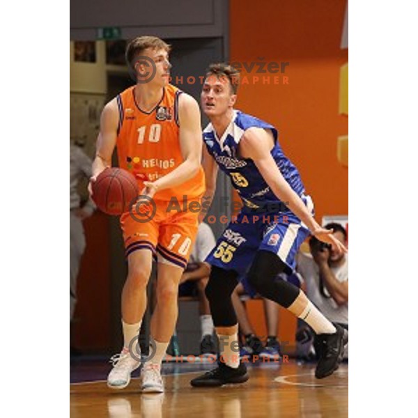 in action during Nova KBM league basketball match between Helios Suns and Sixt Primorska in Domzale Sports Hall, Slovenia on April 20, 2019