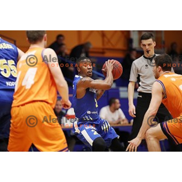 in action during Nova KBM league basketball match between Helios Suns and Sixt Primorska in Domzale Sports Hall, Slovenia on April 20, 2019