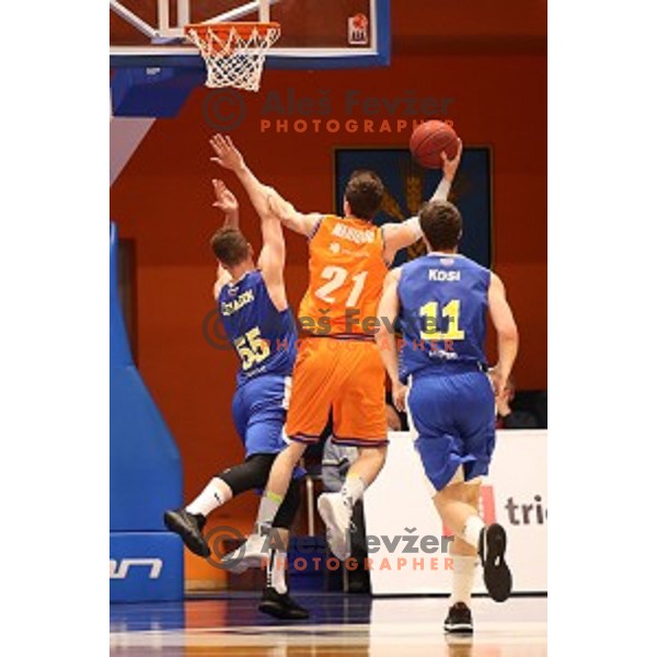 in action during Nova KBM league basketball match between Helios Suns and Sixt Primorska in Domzale Sports Hall, Slovenia on April 20, 2019