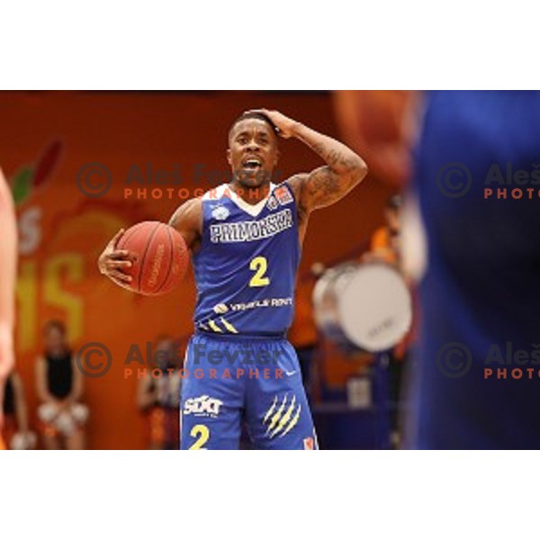 in action during Nova KBM league basketball match between Helios Suns and Sixt Primorska in Domzale Sports Hall, Slovenia on April 20, 2019