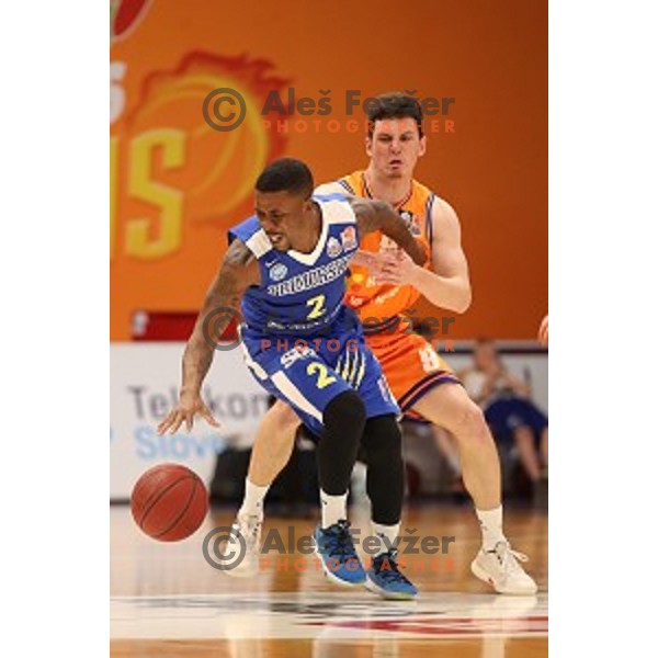 in action during Nova KBM league basketball match between Helios Suns and Sixt Primorska in Domzale Sports Hall, Slovenia on April 20, 2019
