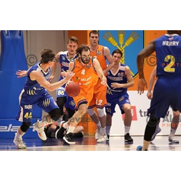 in action during Nova KBM league basketball match between Helios Suns and Sixt Primorska in Domzale Sports Hall, Slovenia on April 20, 2019