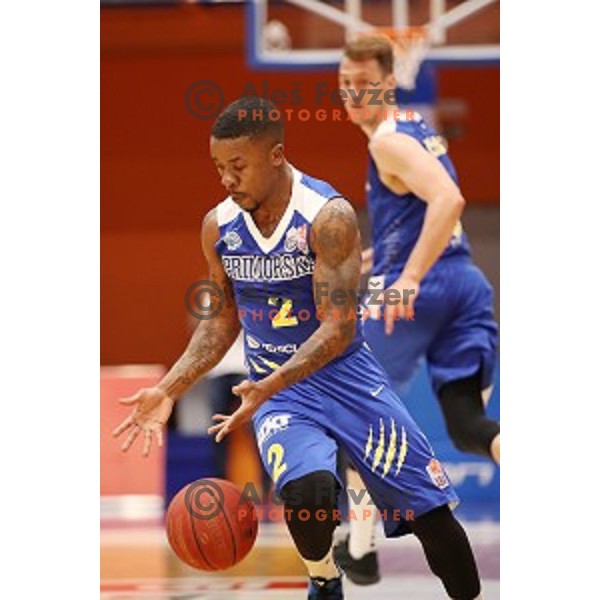 in action during Nova KBM league basketball match between Helios Suns and Sixt Primorska in Domzale Sports Hall, Slovenia on April 20, 2019