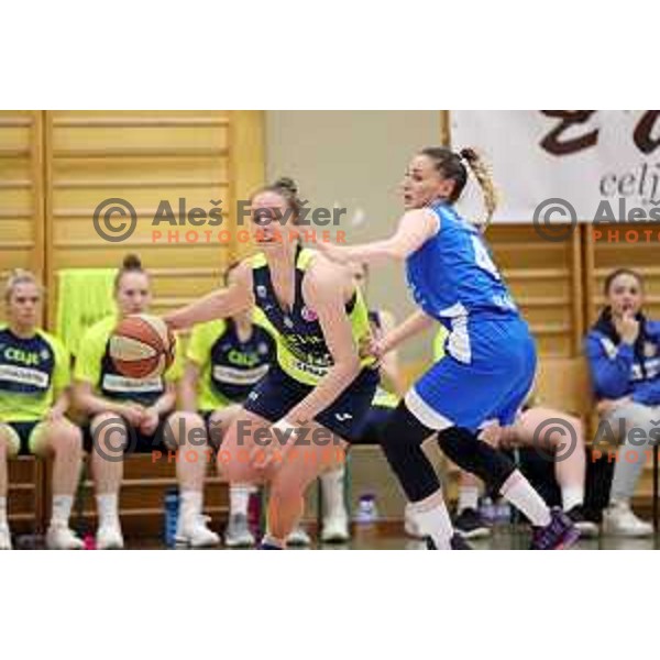 action during third match of the Final of Slovenian Women\'s basketball league between Cinkarna Celje and Triglav Kranj in Celje, Slovenia on April 23, 2019